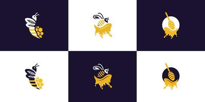 Honig Biene Logo Design einzigartig mit kreativ Konzept Prämie Vektor