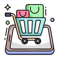 einzigartige Designikone des Online-Shoppings vektor