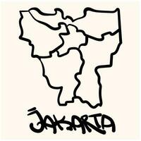 einfach Gekritzel Linie Kunst Karte von Jakarta. Vektor Grafik Illustration.