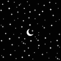 Illustration von Mond und Sterne mit schwarz Hintergrund Design vektor
