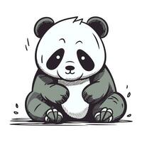 süß Panda Karikatur Vektor Illustration. Hand gezeichnet Panda Vektor Illustration.