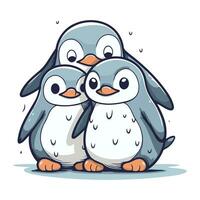 pingvin familj. vektor illustration av en tecknad serie pingvin familj.