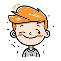 Vektor Illustration von ein glücklich Junge lächelnd und Lachen. süß Karikatur Charakter.