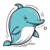 Karikatur Delfin. Vektor Illustration von ein süß Karikatur Delfin isoliert auf Weiß Hintergrund.