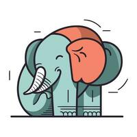 elefant vektor illustration i linje konst stil. söt tecknad serie djur.