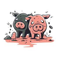 Karikatur Schweinchen. Vektor Illustration isoliert auf ein Weiß Hintergrund.
