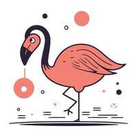 flamingo fågel. vektor illustration i linje konst stil på vit bakgrund.