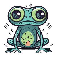 süß Karikatur Frosch. Vektor Illustration von ein Frosch auf Weiß Hintergrund.