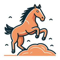 häst Hoppar på moln. vektor illustration av häst Hoppar på moln.