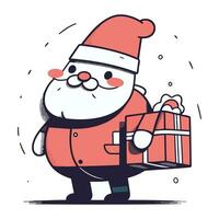 Santa claus mit Geschenk Kasten. fröhlich Weihnachten Vektor Illustration