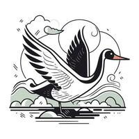 stilisiert Vektor Illustration von ein fliegend Schwan mit Flügel.