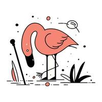 flamingo. hand dragen vektor illustration i klotter stil.