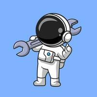 söt astronaut innehav rycka tecknad serie vektor ikon illustration. vetenskap teknologi ikon begrepp isolerat premie vektor. platt tecknad serie stil