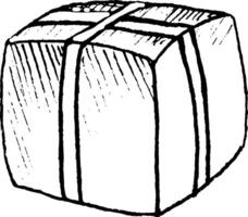 Hand gezeichnet Vektor Illustration von Geschenk Box mit Band ohne Bogen. schwarz und Weiß skizzieren von ein Geschenk.