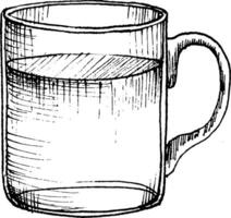 Hand gezeichnet Tasse Vektor Illustration. schwarz und Weiß skizzieren von ein Becher