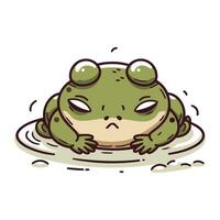 Frosch auf das Wasser. Vektor Illustration von ein Karikatur Frosch.