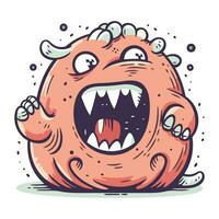 Karikatur Monster. Vektor Illustration von komisch Monster- mit öffnen Mund und Zähne.