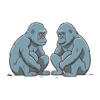 vektor illustration av två gorilla. isolerat på en vit bakgrund.