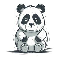 söt tecknad serie panda Sammanträde på vit bakgrund. vektor illustration.