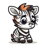 söt tecknad serie zebra. vektor illustration isolerat på vit bakgrund.