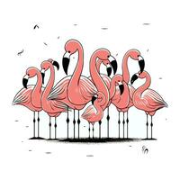 flamingo. hand dragen vektor illustration. isolerat på vit bakgrund.