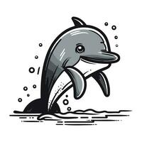 Delfin. Hand gezeichnet Vektor Illustration im Karikatur Stil isoliert auf Weiß Hintergrund.