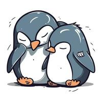 pingvin par. vektor illustration av en söt tecknad serie pingvin.
