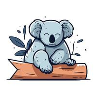 süß Karikatur Koala Sitzung auf ein Protokoll. Vektor Illustration.