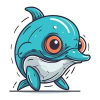 tecknad serie delfin karaktär. söt hav djur. vektor illustration.