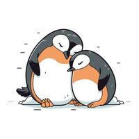 Pinguin Paar. Hand gezeichnet Vektor Illustration im Karikatur Stil.