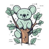 söt koala Sammanträde på en träd. vektor illustration i tecknad serie stil.