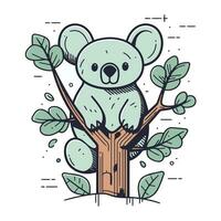 süß Koala Sitzung auf ein Baum. Vektor Illustration im Karikatur Stil.