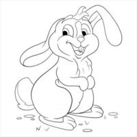 djurkaraktär rolig kanin i målarbok i radstil vektor