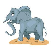 djurkaraktär rolig elefant i tecknad stil. vektor