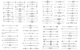 Seite Teiler und Design Elemente. einstellen von verschiedene einfach schwarz Teiler Design, sortiert Teiler Sammlung Vorlage Vektor. Sammlung von Blumen- Teiler Elemente Mega Dekoration zum Kalligraphie. vektor