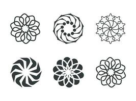 uppsättningar av trendig brutalist geometrisk blomma logotyp, brutalist vektor geometrisk former logotyp,