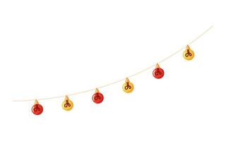 platt jul hörn element dekoration hängande ljus lampa vektor illustration
