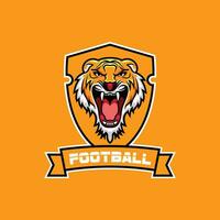 tiger fotboll logotyp med skydda vektor