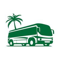 logotyp av buss ikon skola buss vektor isolerat transport buss silhuett design med träd