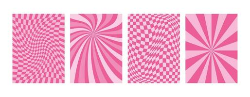 abstrakt rosa geometrisk bakgrund. y2k glamour estetisk. 2000-talet. flickaktigt docka humör. vibrerande rosa sunburst bakgrund, baner, omslag, kort. häftig rutig styrelse. vektor