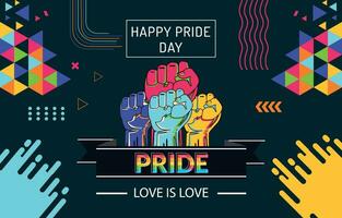 Lycklig stolthet text och regnbåge stolthet band abstrakt bakgrund design. färgrik regnbåge HBTQ rättigheter kampanj. lesbiska, homosexuella, bisexuella, transpersoner, queer. Uppfostrad nävar vektor