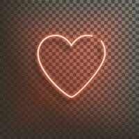 Neon- Herz. ein hell rot unterzeichnen. Element von Design zum ein glücklich Valentinstag Tag. vektor