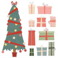 Weihnachten Baum mit Neu Jahre Geschenke vektor