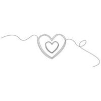 valentines dag hjärta form kontinuerlig ett linje vektor konst och kärlek form konst teckning