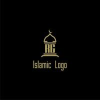 rg Initiale Monogramm zum islamisch Logo mit Moschee Symbol Design vektor