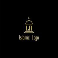 la första monogram för islamic logotyp med moské ikon design vektor
