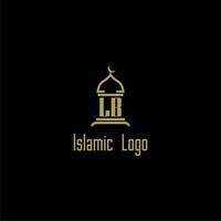 lb första monogram för islamic logotyp med moské ikon design vektor