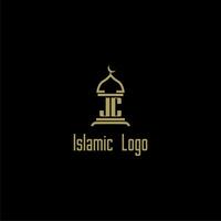 jc Initiale Monogramm zum islamisch Logo mit Moschee Symbol Design vektor