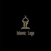 tf Initiale Monogramm zum islamisch Logo mit Moschee Symbol Design vektor