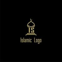 ts Initiale Monogramm zum islamisch Logo mit Moschee Symbol Design vektor